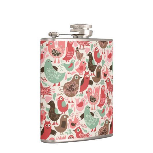 achtergrond met schattige vogels heupfles (Rechts)