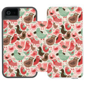 achtergrond met schattige vogels incipio iPhone portemonnee hoesje (Agenda Open)