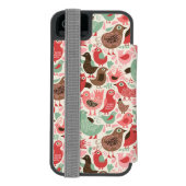 achtergrond met schattige vogels incipio iPhone portemonnee hoesje (Agenda Achterkant)
