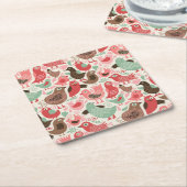 achtergrond met schattige vogels kartonnen onderzetters (Schuin)