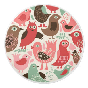 achtergrond met schattige vogels keramische knop
