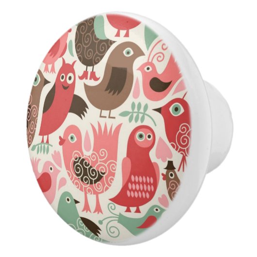 achtergrond met schattige vogels keramische knop (Rechts)