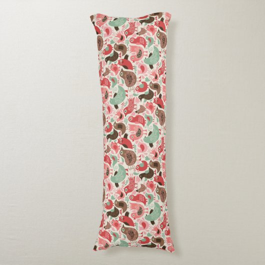 achtergrond met schattige vogels lichaamskussen (Voorkant Verticaal)