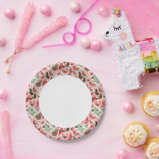 achtergrond met schattige vogels papieren bordje (Feest)