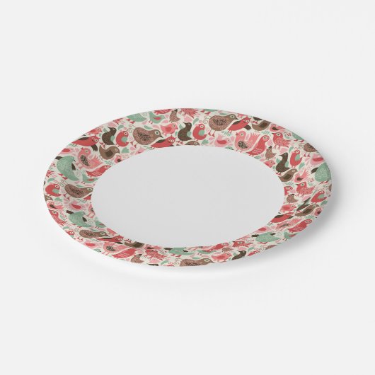 achtergrond met schattige vogels papieren bordje (Gekanteld)