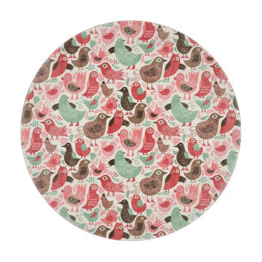 achtergrond met schattige vogels snijplank (Voorkant)