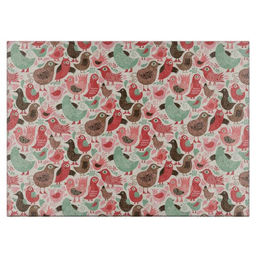 achtergrond met schattige vogels snijplank (Voorkant)