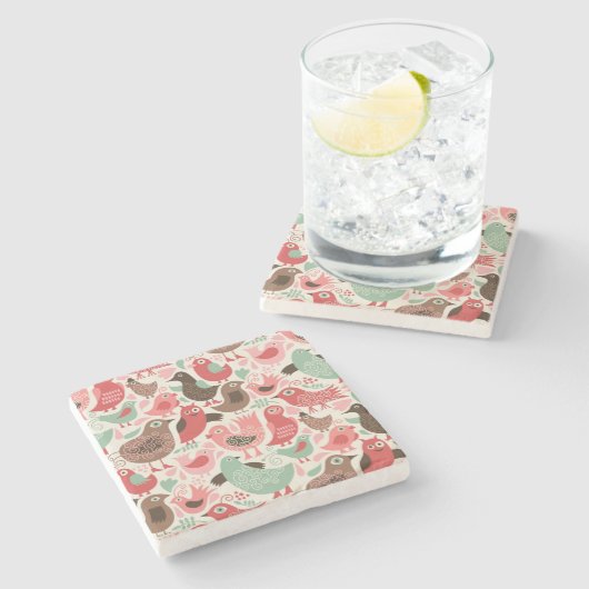 achtergrond met schattige vogels stenen onderzetter (Zijkant)