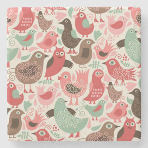 achtergrond met schattige vogels stenen onderzetter