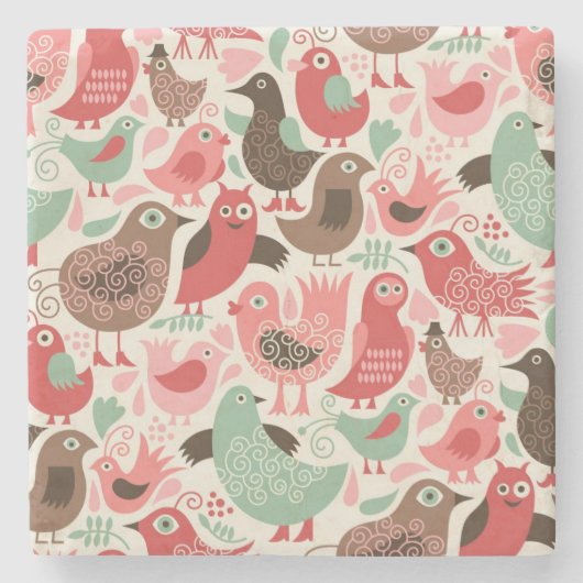 achtergrond met schattige vogels stenen onderzetter (Voorkant)