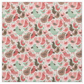 achtergrond met schattige vogels stof (Swatch)