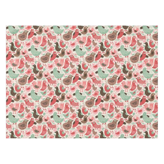 achtergrond met schattige vogels tafelkleed (Voorkant (Horizontaal))