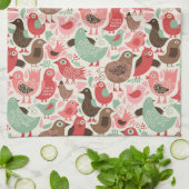achtergrond met schattige vogels theedoek (Gevouwen)