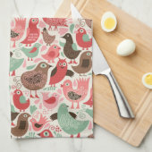 achtergrond met schattige vogels theedoek (Quarter Fold)