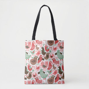 achtergrond met schattige vogels tote bag