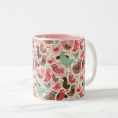 achtergrond met schattige vogels tweekleurige koffiemok (Voorkant rechts)