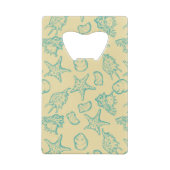 Achtergrond met schelpen. Handtekening 2 Creditkaart Flessenopener (Achterkant)