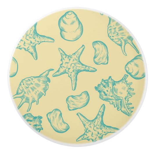 Achtergrond met schelpen. Handtekening 2 Keramische Knop (Voorkant)