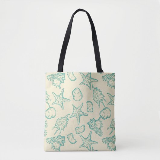 Achtergrond met schelpen. Handtekening 2 Tote Bag (Voorkant)