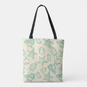 Achtergrond met schelpen. Handtekening 2 Tote Bag (Achterkant)
