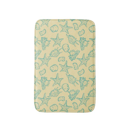 Achtergrond met schelpen. Handtekening Badmat (Voorkant Verticaal)