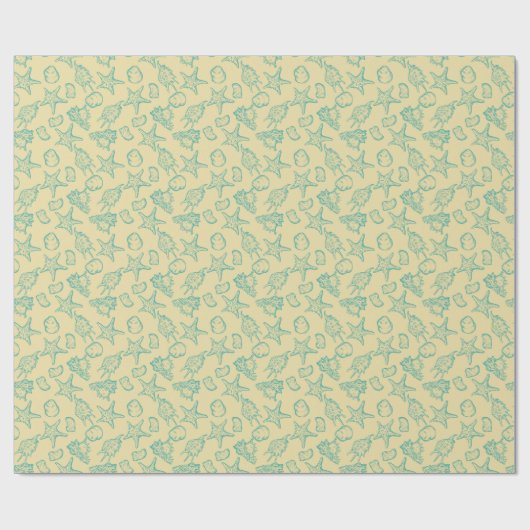 Achtergrond met schelpen. Handtekening Cadeaupapier (Vlak)