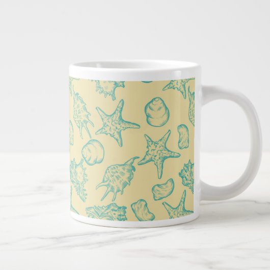 Achtergrond met schelpen. Handtekening Grote Koffiekop (Rechts)