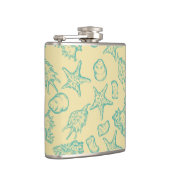 Achtergrond met schelpen. Handtekening Heupfles (Rechts)