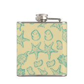 Achtergrond met schelpen. Handtekening Heupfles (Achterkant)