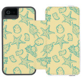 Achtergrond met schelpen. Handtekening Incipio iPhone Portemonnee Hoesje (Agenda Open)