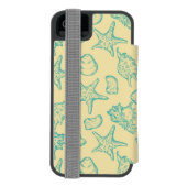 Achtergrond met schelpen. Handtekening Incipio iPhone Portemonnee Hoesje (Agenda Achterkant)