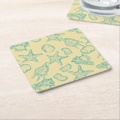 Achtergrond met schelpen. Handtekening Kartonnen Onderzetters (Schuin)