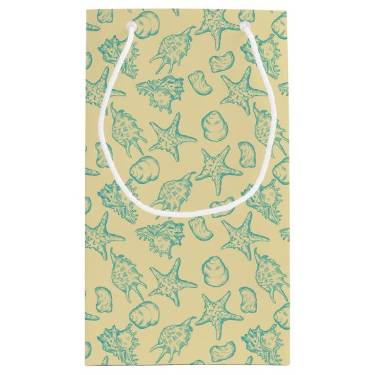 Achtergrond met schelpen. Handtekening Klein Cadeauzakje (Achterkant)