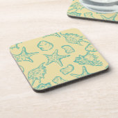 Achtergrond met schelpen. Handtekening Onderzetter (Linkerzijde)