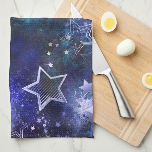 Achtergrond met sterren in de ruimte theedoek (Quarter Fold)