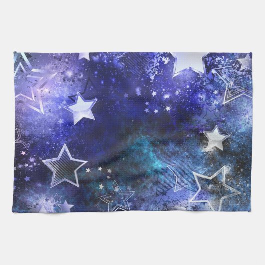 Achtergrond met sterren in de ruimte theedoek (Horizontaal)