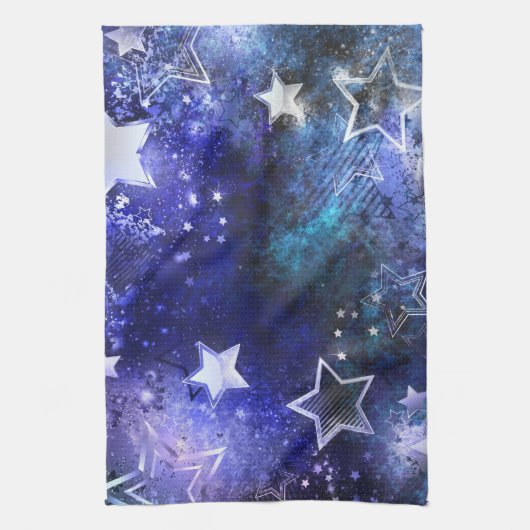 Achtergrond met sterren in de ruimte theedoek (Verticaal)