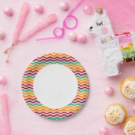 Achtergrond met strepen in retro 2 papieren bordje (Feest)