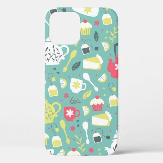 Achtergrond met Teapots, Cups, Lemon, Flowers a Case-Mate iPhone Case (Achterkant)