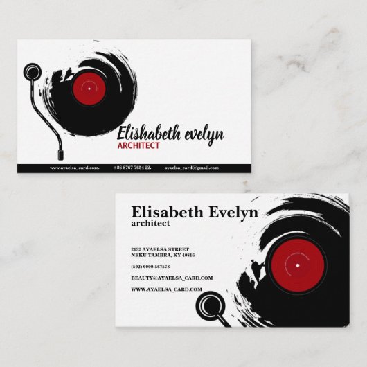 achtergrond met vinylrecord visitekaartje (Voorkant / Achterkant)