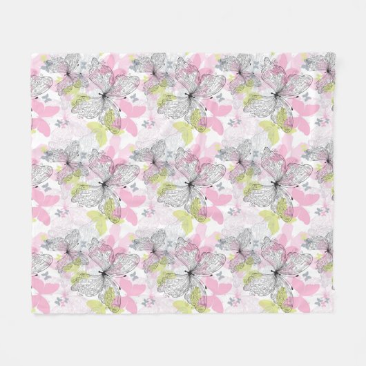 Achtergrond met vlinder fleece deken (Voorkant (Horizontaal))