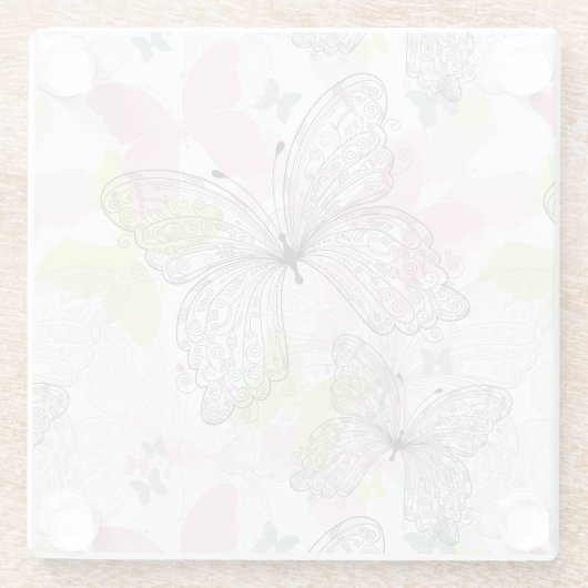 Achtergrond met vlinder glazen onderzetter (Achterkant)