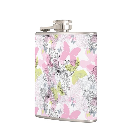 Achtergrond met vlinder heupfles (Links)