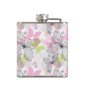 Achtergrond met vlinder heupfles (Achterkant)