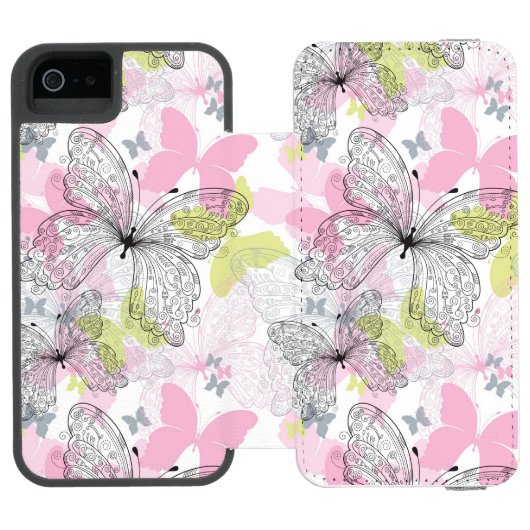 Achtergrond met vlinder incipio iPhone portemonnee hoesje (Agenda Open)