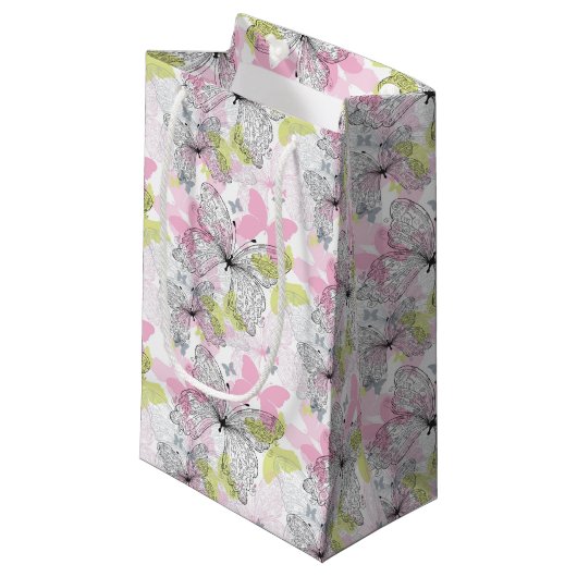 Achtergrond met vlinder klein cadeauzakje (Voorkant Gekanteld)
