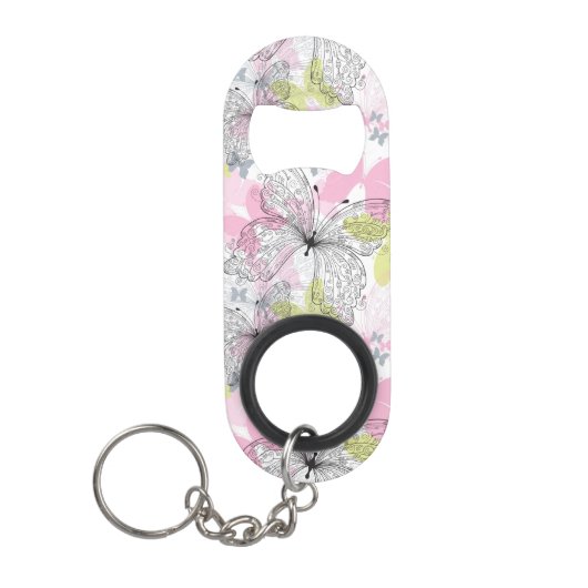 Achtergrond met vlinder mini flessenopener (Voorkant)
