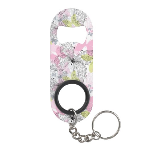 Achtergrond met vlinder mini flessenopener (Achterkant)