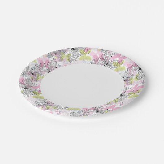 Achtergrond met vlinder papieren bordje (Gekanteld)