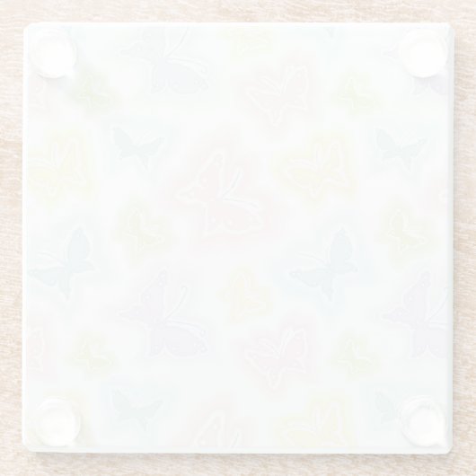Achtergrond met vlinders in de waterverf glazen onderzetter (Achterkant)